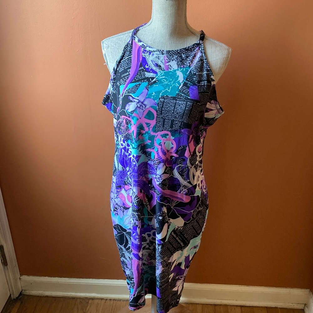 Rouge Vibrant Abstract Sleeveless Dress